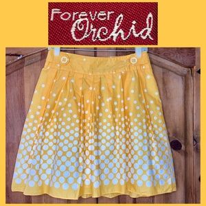 🌵Forever Orchid Girl Yellow/White Polka Dot Skirt